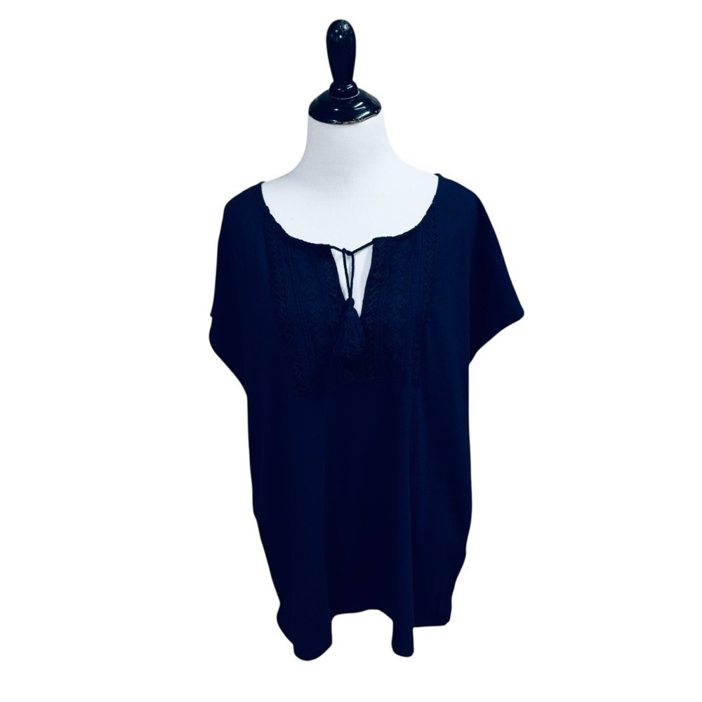 Tommy Hilfiger Women's Size XL Sleeveless Tunic Top Boho Embroidered Tassels
